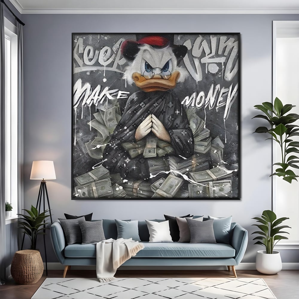 Tablou Canvas Premium, LuxCanva® A1295, Scrooge Money, Living, Desene Animate, Bani, Dolar, Birou, Culori Vibrante