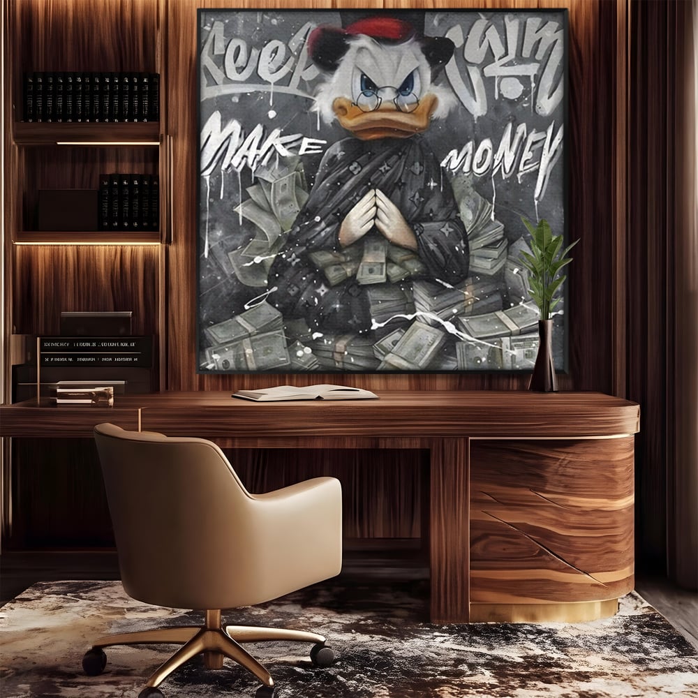 Tablou Canvas Premium, LuxCanva® A1295, Scrooge Money, Living, Desene Animate, Bani, Dolar, Birou, Culori Vibrante