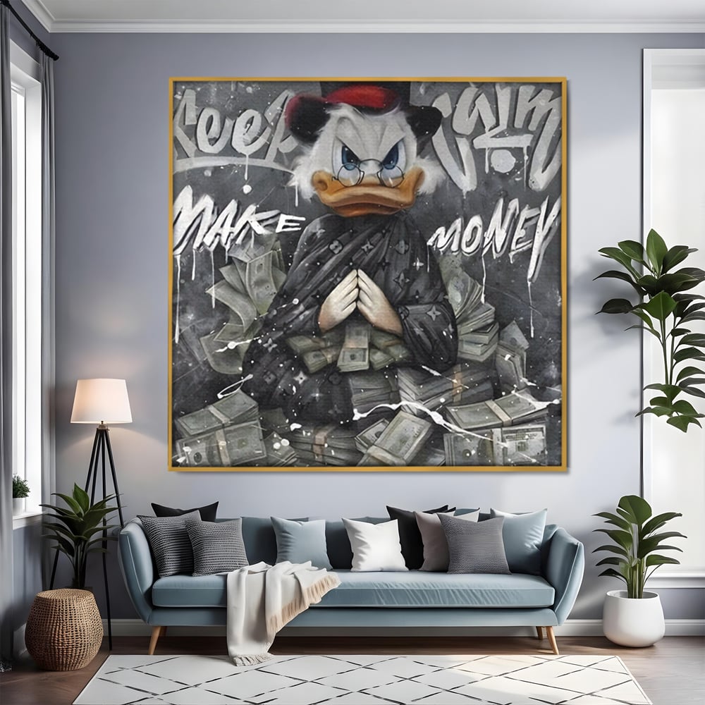 Tablou Canvas Premium, LuxCanva® A1295, Scrooge Money, Living, Desene Animate, Bani, Dolar, Birou, Culori Vibrante