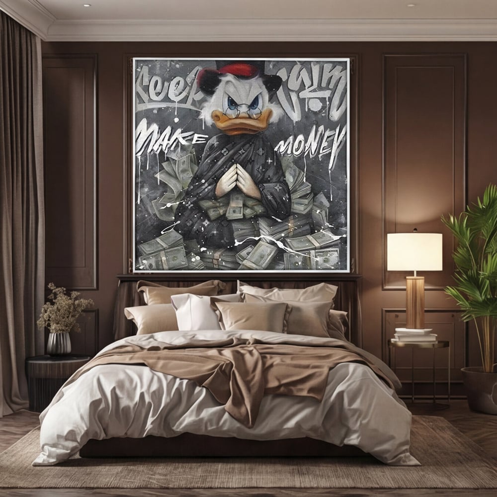 Tablou Canvas Premium, LuxCanva® A1295, Scrooge Money, Living, Desene Animate, Bani, Dolar, Birou, Culori Vibrante