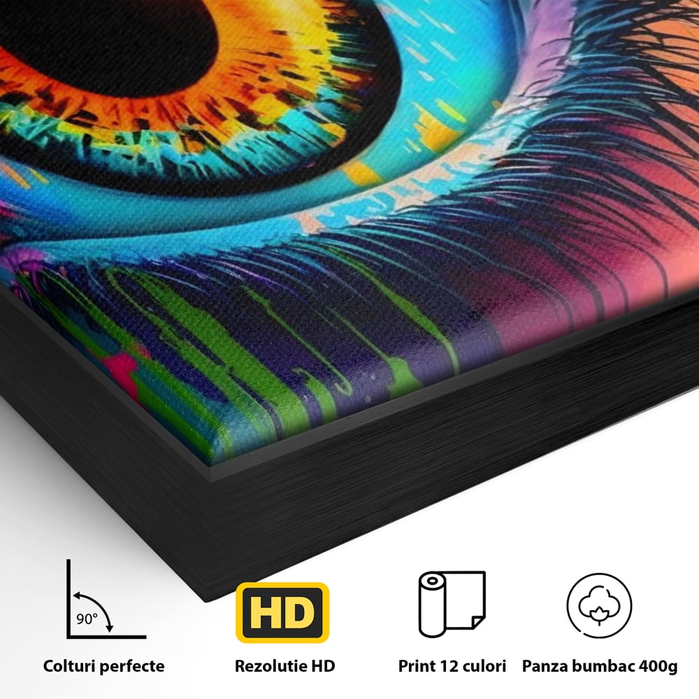 Tablou Canvas Premium LuxCanva® A1296, Colorful Eye, Living, Ochi, Multicolor, Graffiti, Dormitor, Culori Vibrante