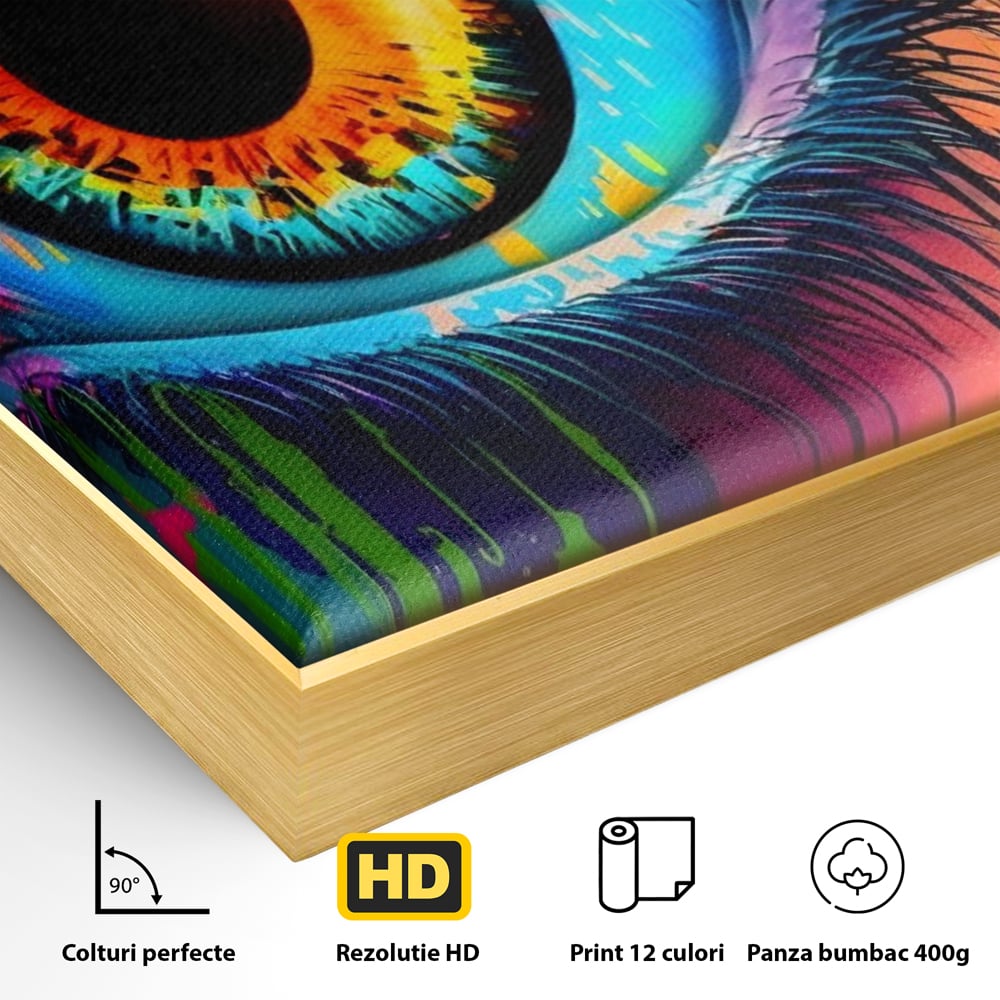 Tablou Canvas Premium LuxCanva® A1296, Colorful Eye, Living, Ochi, Multicolor, Graffiti, Dormitor, Culori Vibrante