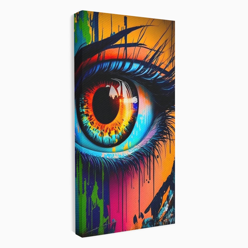 Tablou Canvas Premium LuxCanva® A1296, Colorful Eye, Living, Ochi, Multicolor, Graffiti, Dormitor, Culori Vibrante