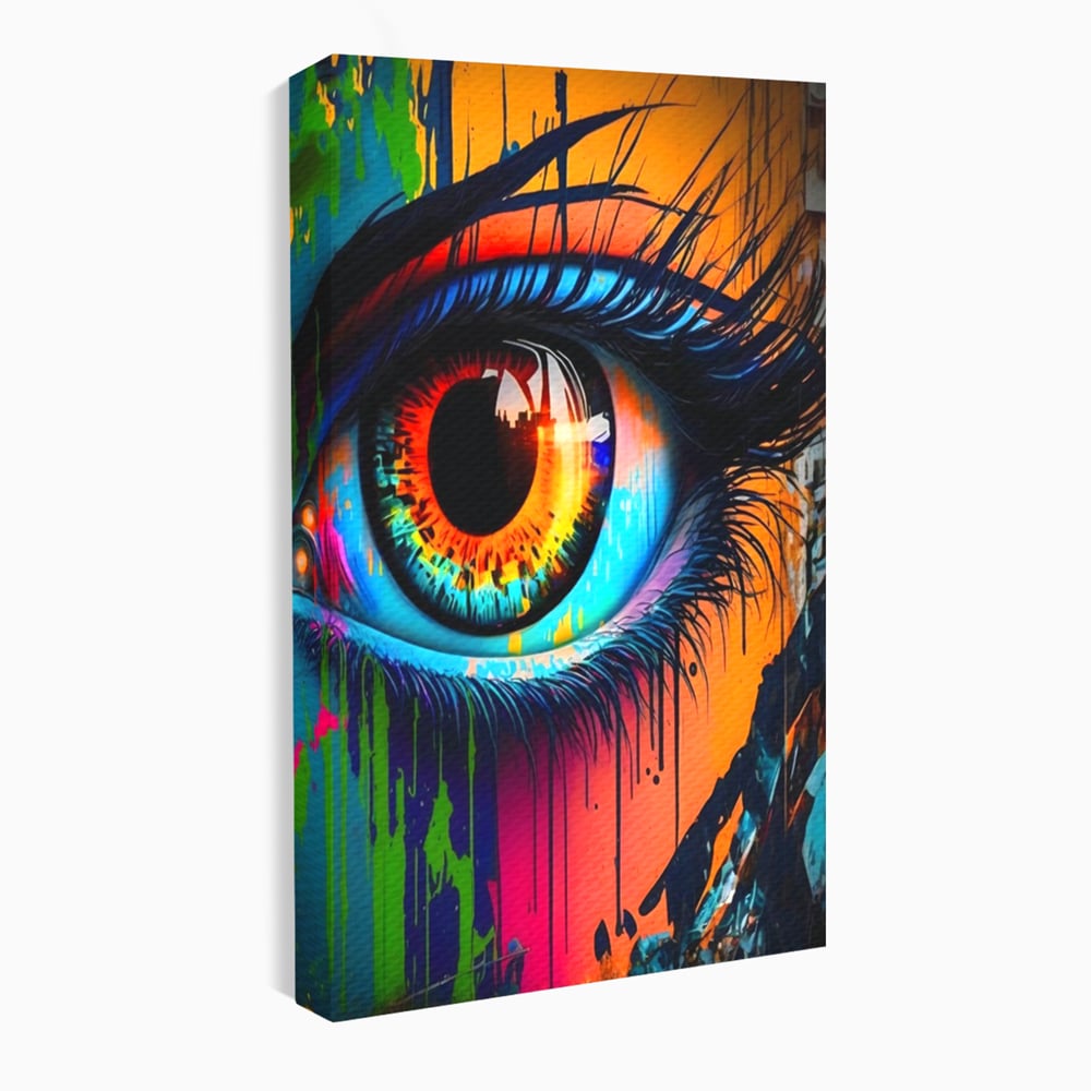 Tablou Canvas Premium LuxCanva® A1296, Colorful Eye, Living, Ochi, Multicolor, Graffiti, Dormitor, Culori Vibrante