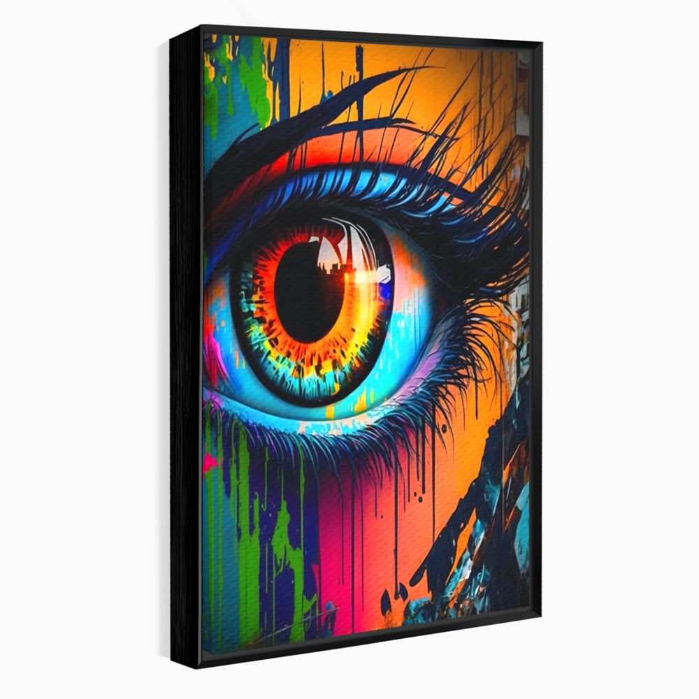Tablou Canvas Premium LuxCanva® A1296, Colorful Eye, Living, Ochi, Multicolor, Graffiti, Dormitor, Culori Vibrante