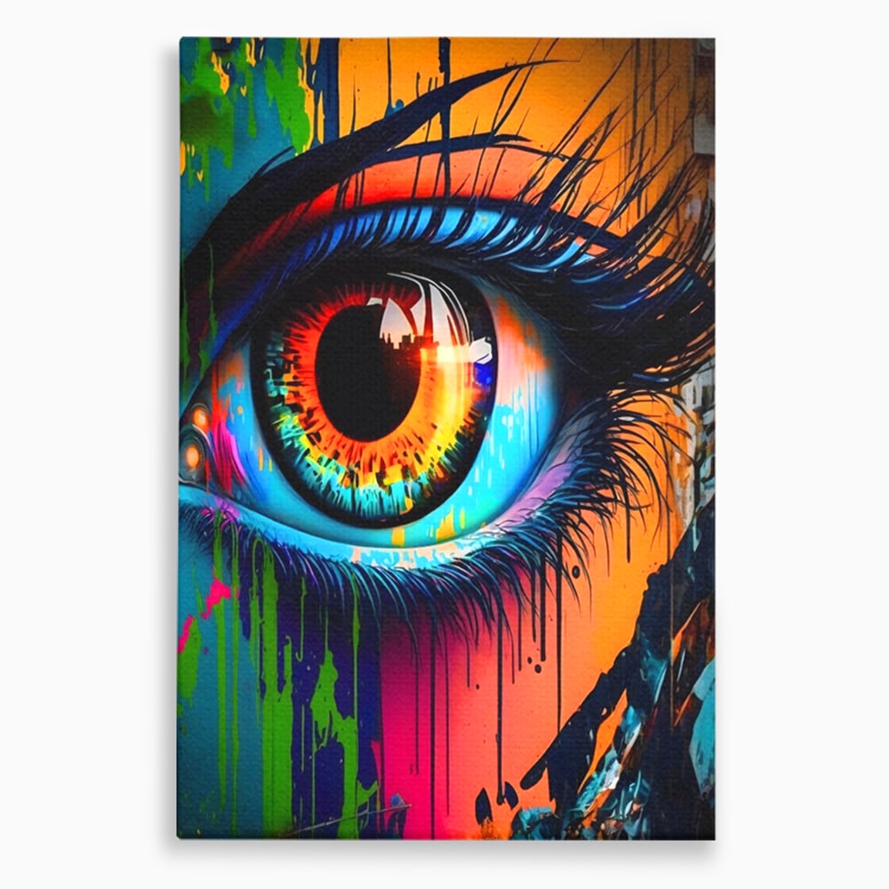 Tablou Canvas Premium LuxCanva® A1296, Colorful Eye, Living, Ochi, Multicolor, Graffiti, Dormitor, Culori Vibrante