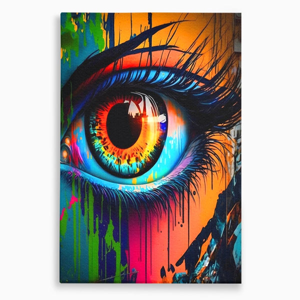Tablou Canvas Premium LuxCanva® A1296, Colorful Eye, Living, Ochi, Multicolor, Graffiti, Dormitor, Culori Vibrante