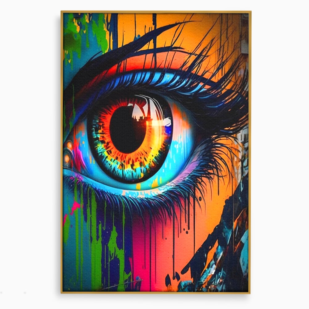 Tablou Canvas Premium LuxCanva® A1296, Colorful Eye, Living, Ochi, Multicolor, Graffiti, Dormitor, Culori Vibrante