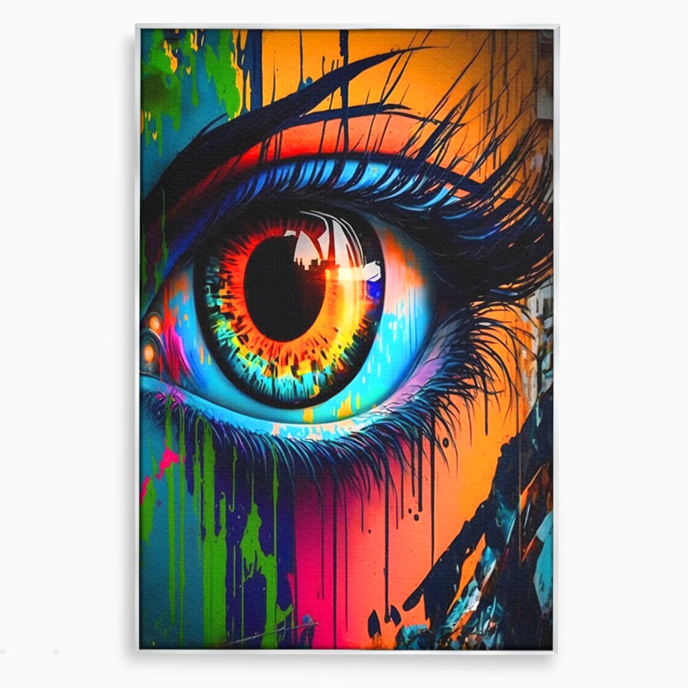 Tablou Canvas Premium LuxCanva® A1296, Colorful Eye, Living, Ochi, Multicolor, Graffiti, Dormitor, Culori Vibrante