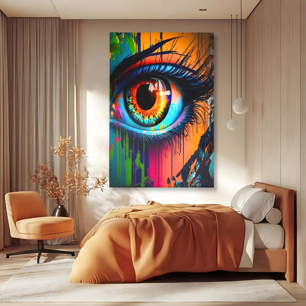 Tablou Canvas Premium LuxCanva® A1296, Colorful Eye, Living, Ochi, Multicolor, Graffiti, Dormitor, Culori Vibrante