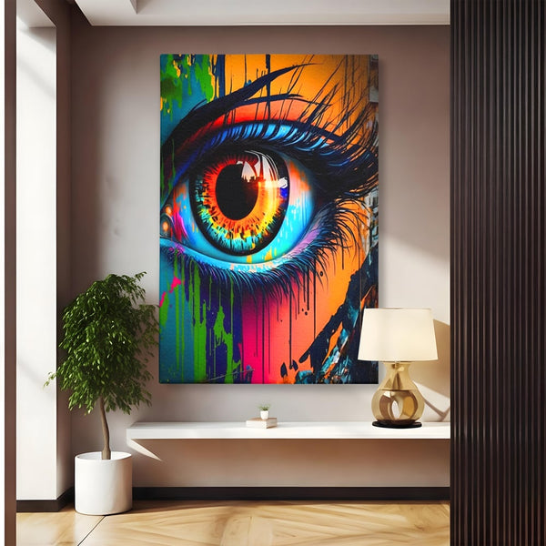 Tablou Canvas Premium LuxCanva® A1296, Colorful Eye, Living, Ochi, Multicolor, Graffiti, Dormitor, Culori Vibrante