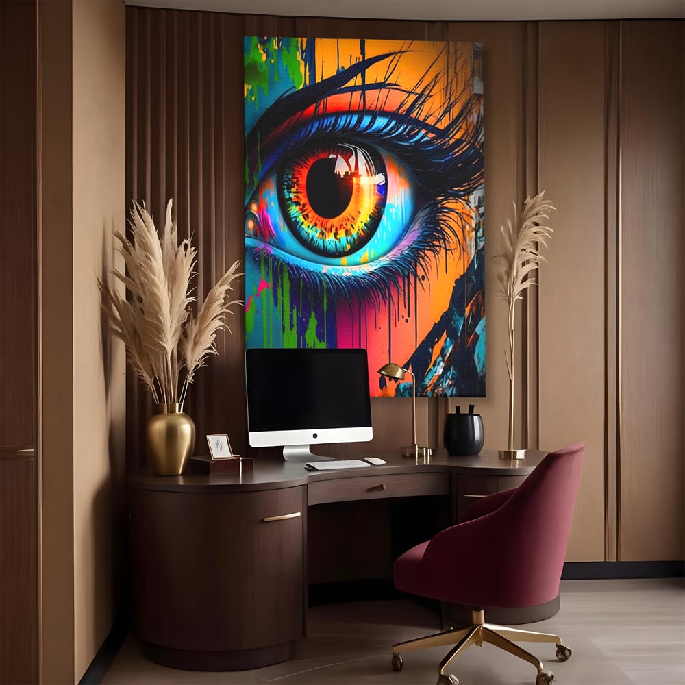 Tablou Canvas Premium LuxCanva® A1296, Colorful Eye, Living, Ochi, Multicolor, Graffiti, Dormitor, Culori Vibrante