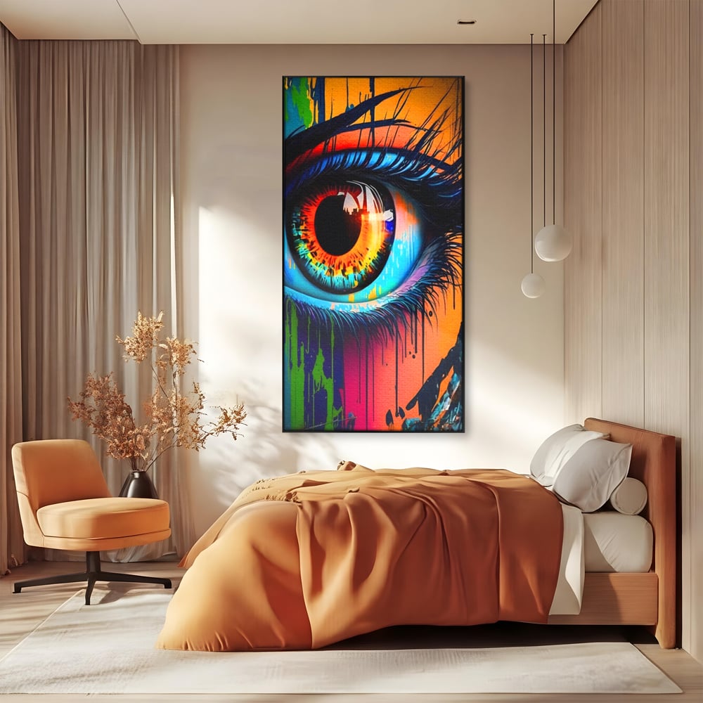 Tablou Canvas Premium LuxCanva® A1296, Colorful Eye, Living, Ochi, Multicolor, Graffiti, Dormitor, Culori Vibrante