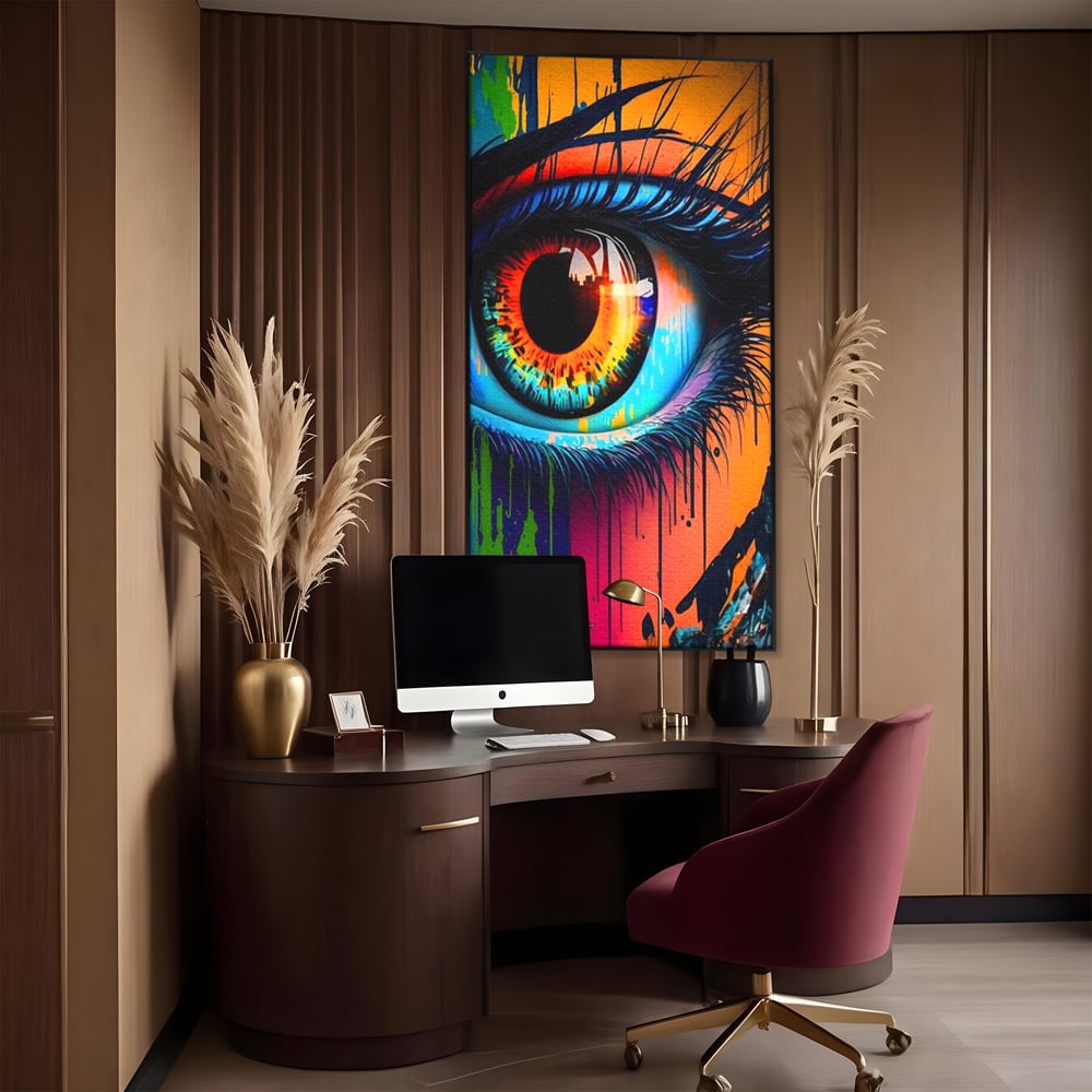 Tablou Canvas Premium LuxCanva® A1296, Colorful Eye, Living, Ochi, Multicolor, Graffiti, Dormitor, Culori Vibrante