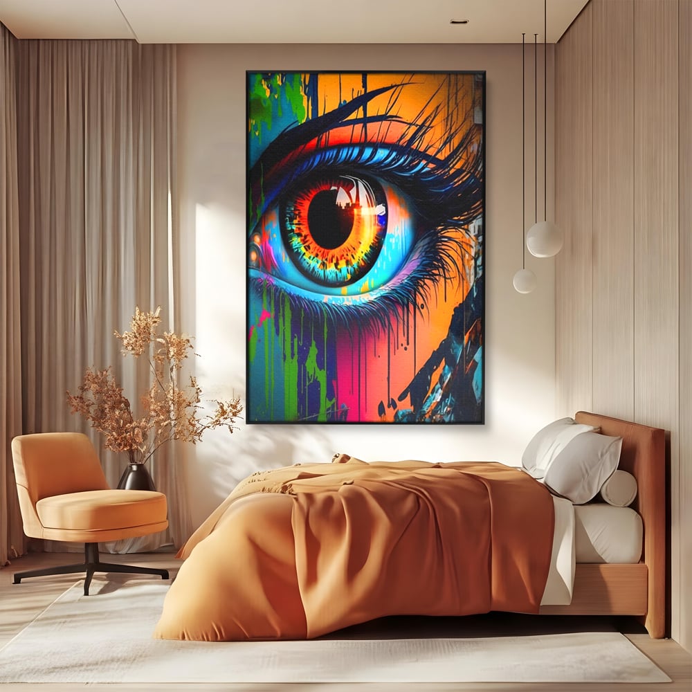 Tablou Canvas Premium LuxCanva® A1296, Colorful Eye, Living, Ochi, Multicolor, Graffiti, Dormitor, Culori Vibrante