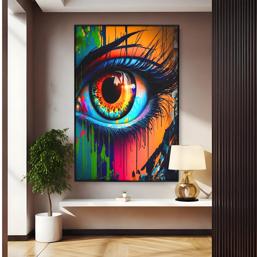 Tablou Canvas Premium LuxCanva® A1296, Colorful Eye, Living, Ochi, Multicolor, Graffiti, Dormitor, Culori Vibrante