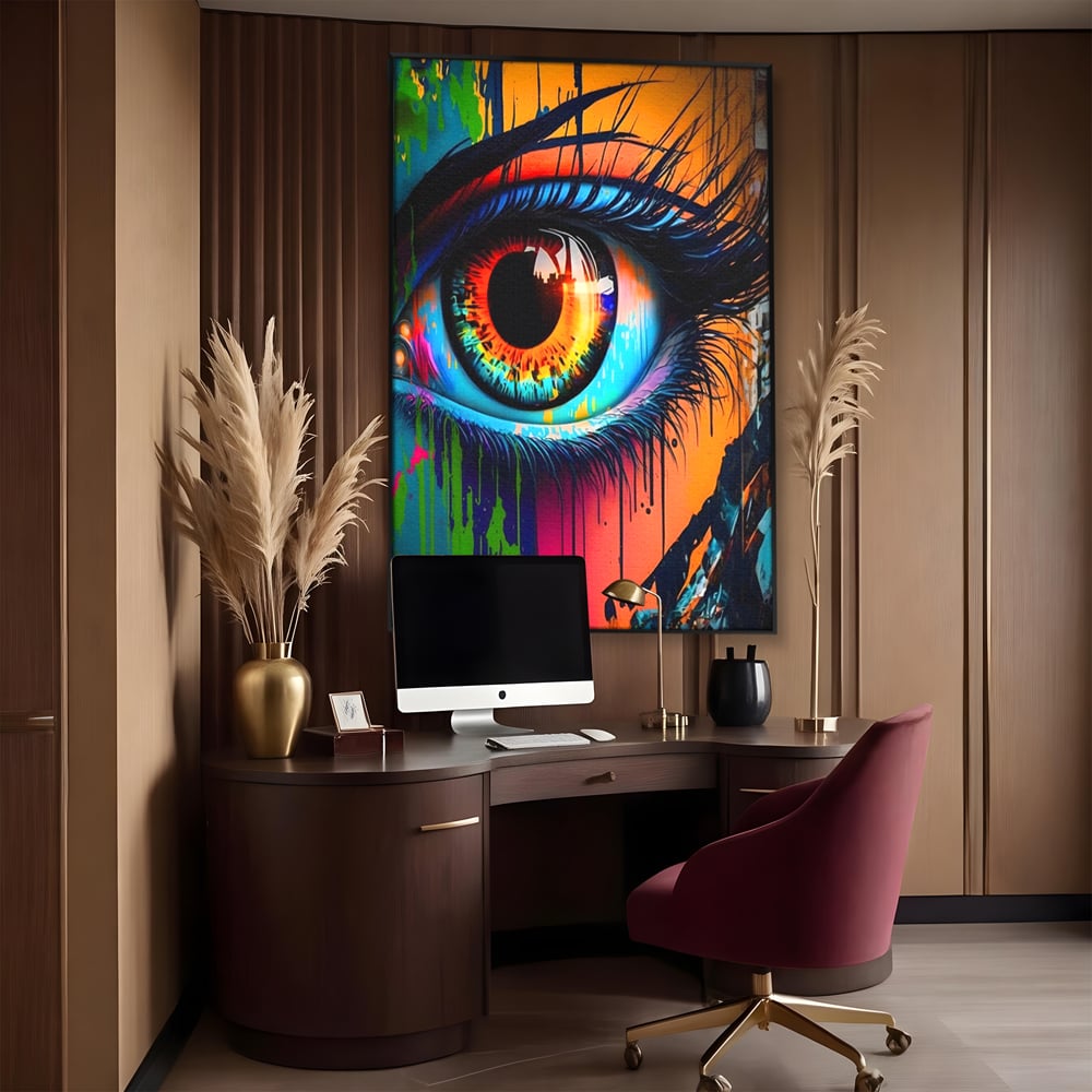 Tablou Canvas Premium LuxCanva® A1296, Colorful Eye, Living, Ochi, Multicolor, Graffiti, Dormitor, Culori Vibrante