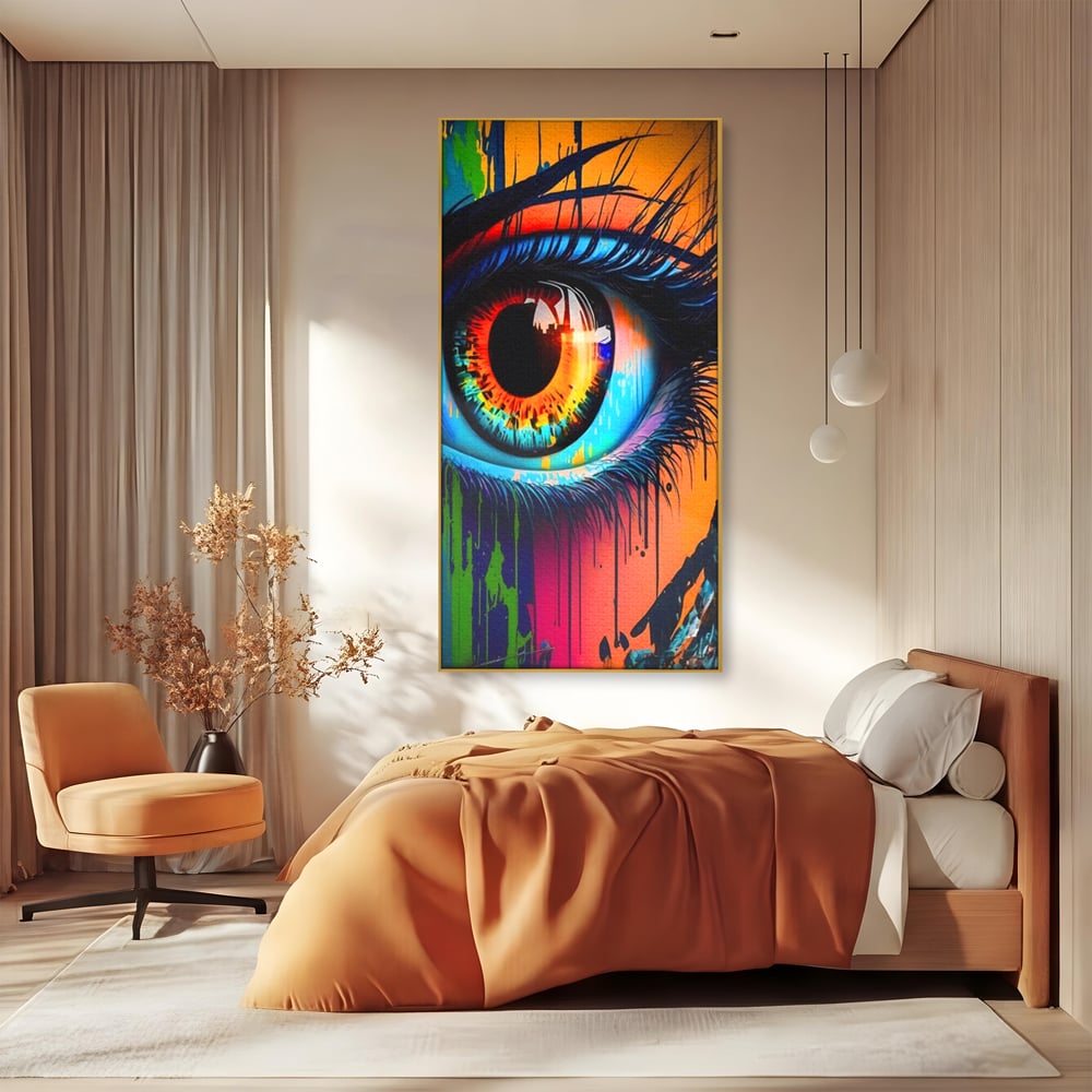 Tablou Canvas Premium LuxCanva® A1296, Colorful Eye, Living, Ochi, Multicolor, Graffiti, Dormitor, Culori Vibrante