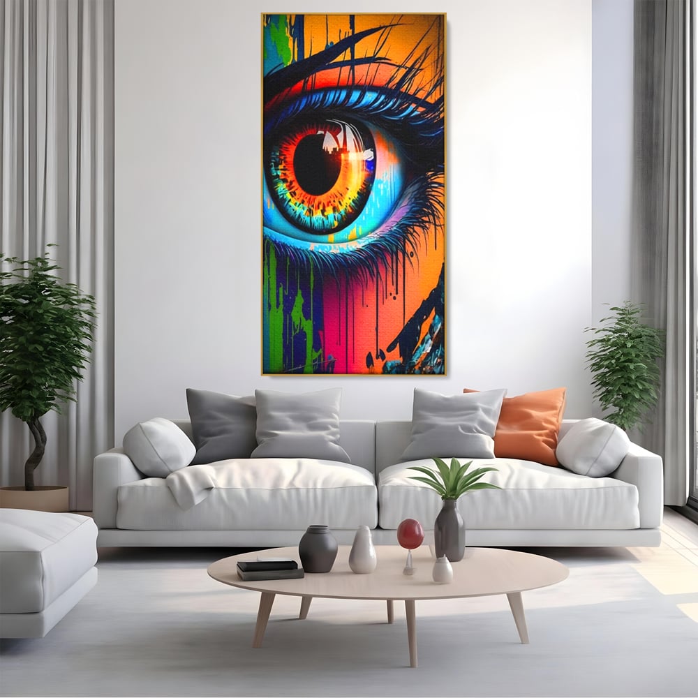 Tablou Canvas Premium LuxCanva® A1296, Colorful Eye, Living, Ochi, Multicolor, Graffiti, Dormitor, Culori Vibrante