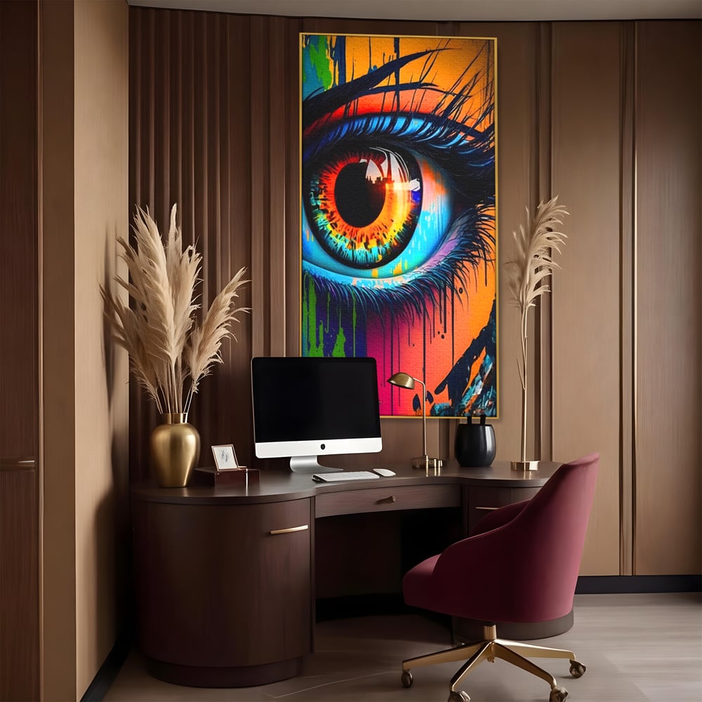 Tablou Canvas Premium LuxCanva® A1296, Colorful Eye, Living, Ochi, Multicolor, Graffiti, Dormitor, Culori Vibrante