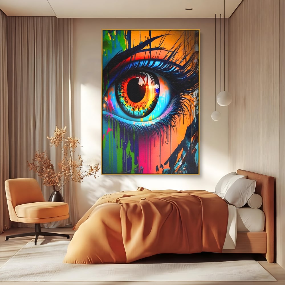 Tablou Canvas Premium LuxCanva® A1296, Colorful Eye, Living, Ochi, Multicolor, Graffiti, Dormitor, Culori Vibrante