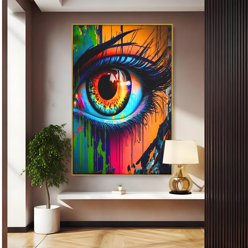 Tablou Canvas Premium LuxCanva® A1296, Colorful Eye, Living, Ochi, Multicolor, Graffiti, Dormitor, Culori Vibrante