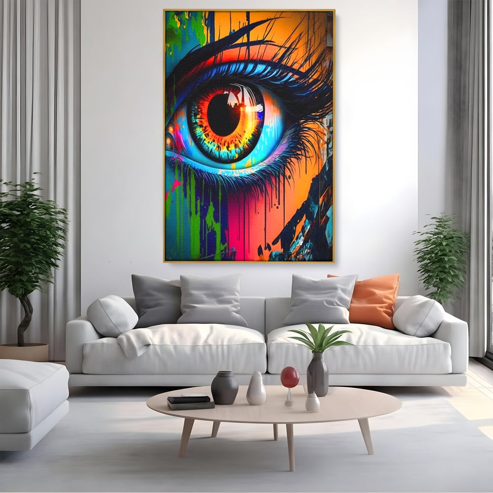 Tablou Canvas Premium LuxCanva® A1296, Colorful Eye, Living, Ochi, Multicolor, Graffiti, Dormitor, Culori Vibrante