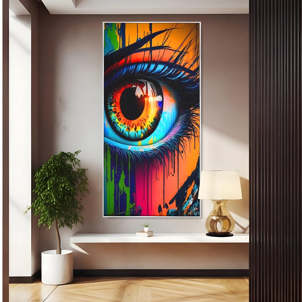 Tablou Canvas Premium LuxCanva® A1296, Colorful Eye, Living, Ochi, Multicolor, Graffiti, Dormitor, Culori Vibrante
