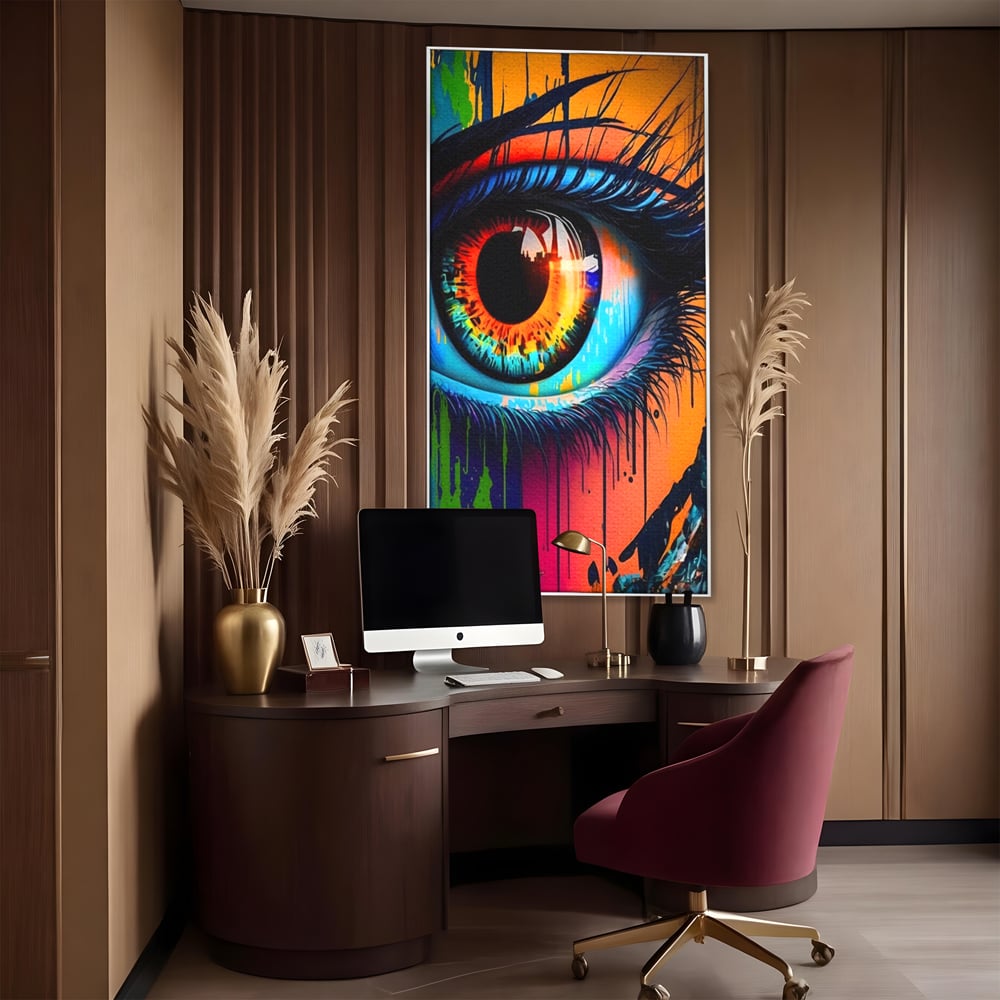 Tablou Canvas Premium LuxCanva® A1296, Colorful Eye, Living, Ochi, Multicolor, Graffiti, Dormitor, Culori Vibrante