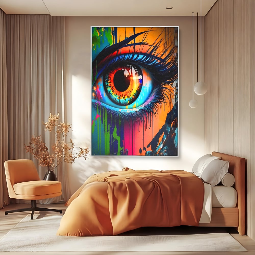 Tablou Canvas Premium LuxCanva® A1296, Colorful Eye, Living, Ochi, Multicolor, Graffiti, Dormitor, Culori Vibrante
