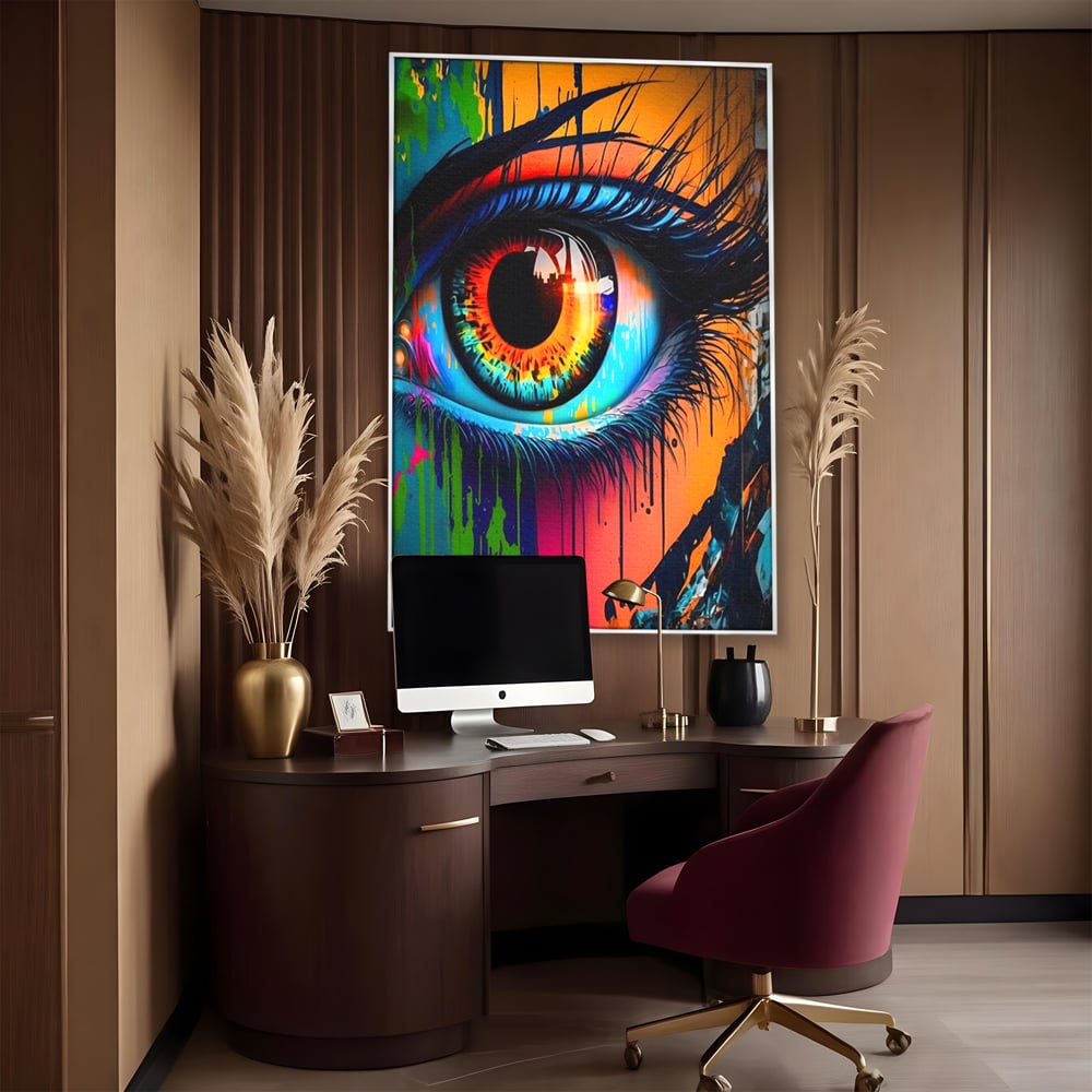 Tablou Canvas Premium LuxCanva® A1296, Colorful Eye, Living, Ochi, Multicolor, Graffiti, Dormitor, Culori Vibrante