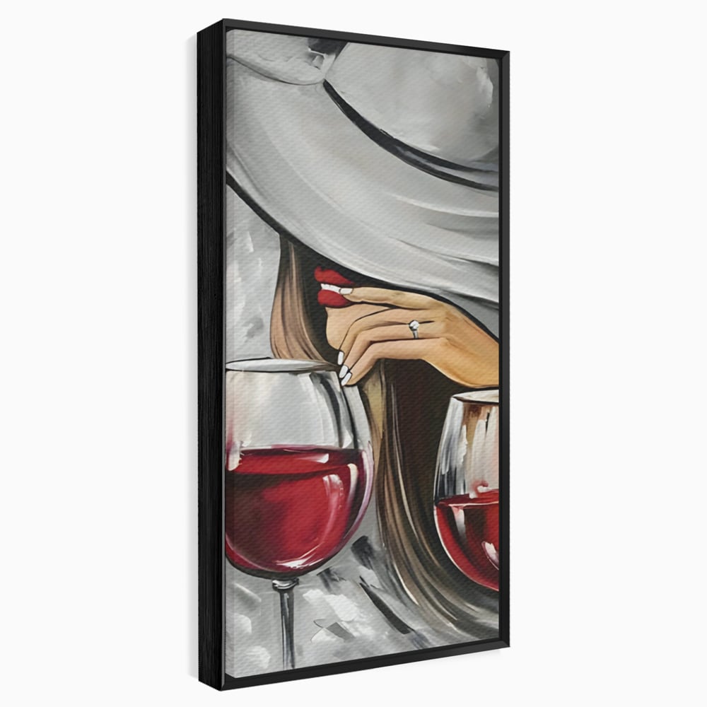 Tablou Canvas Premium LuxCanva® A1298, Red Wine, Living, Femeie, Vin Rosu, Buze Rosii, Mana, Dormitor, Culori Vibrante