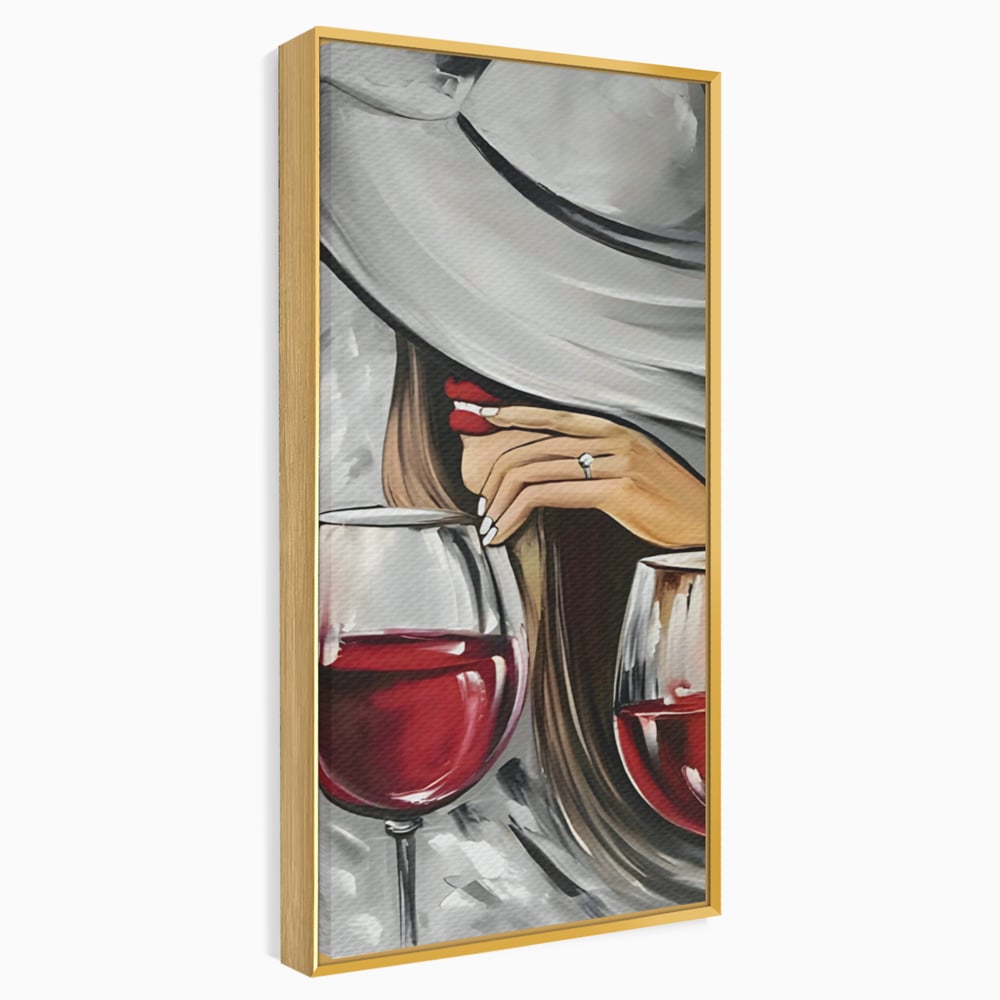 Tablou Canvas Premium LuxCanva® A1298, Red Wine, Living, Femeie, Vin Rosu, Buze Rosii, Mana, Dormitor, Culori Vibrante