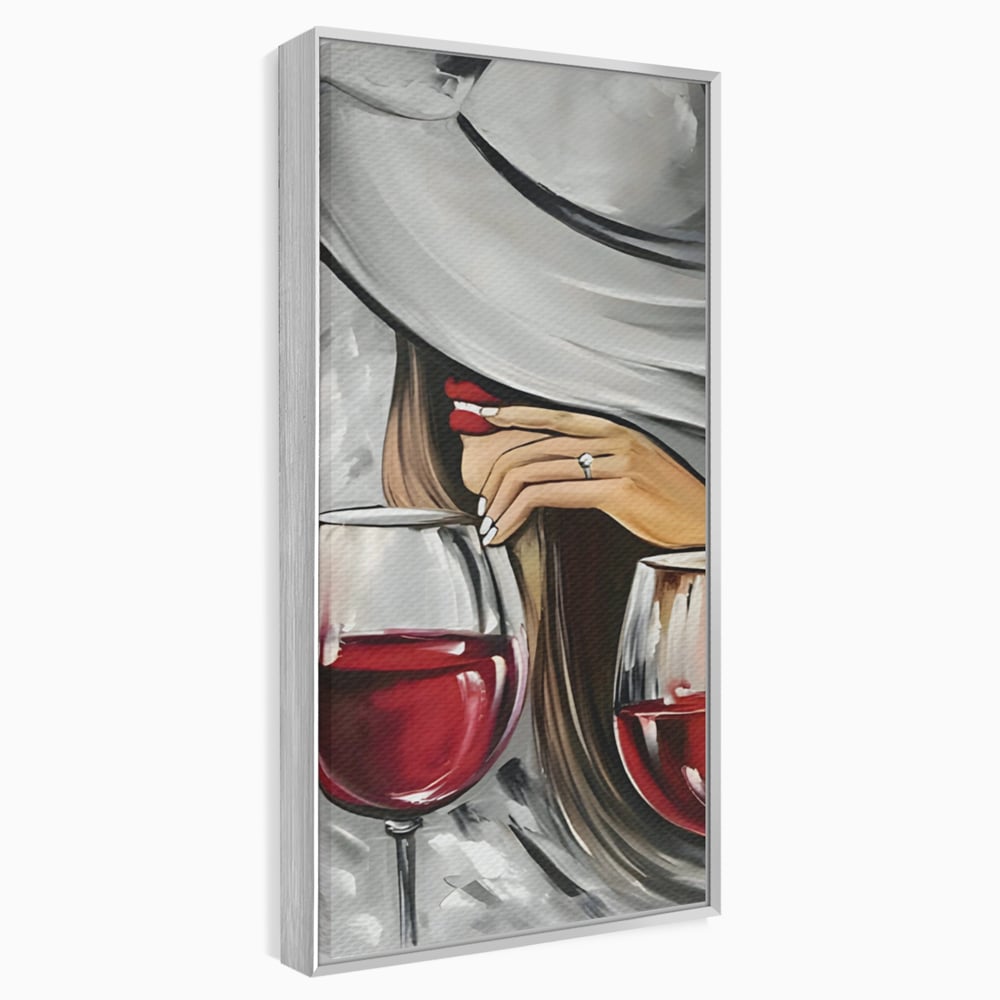 Tablou Canvas Premium LuxCanva® A1298, Red Wine, Living, Femeie, Vin Rosu, Buze Rosii, Mana, Dormitor, Culori Vibrante