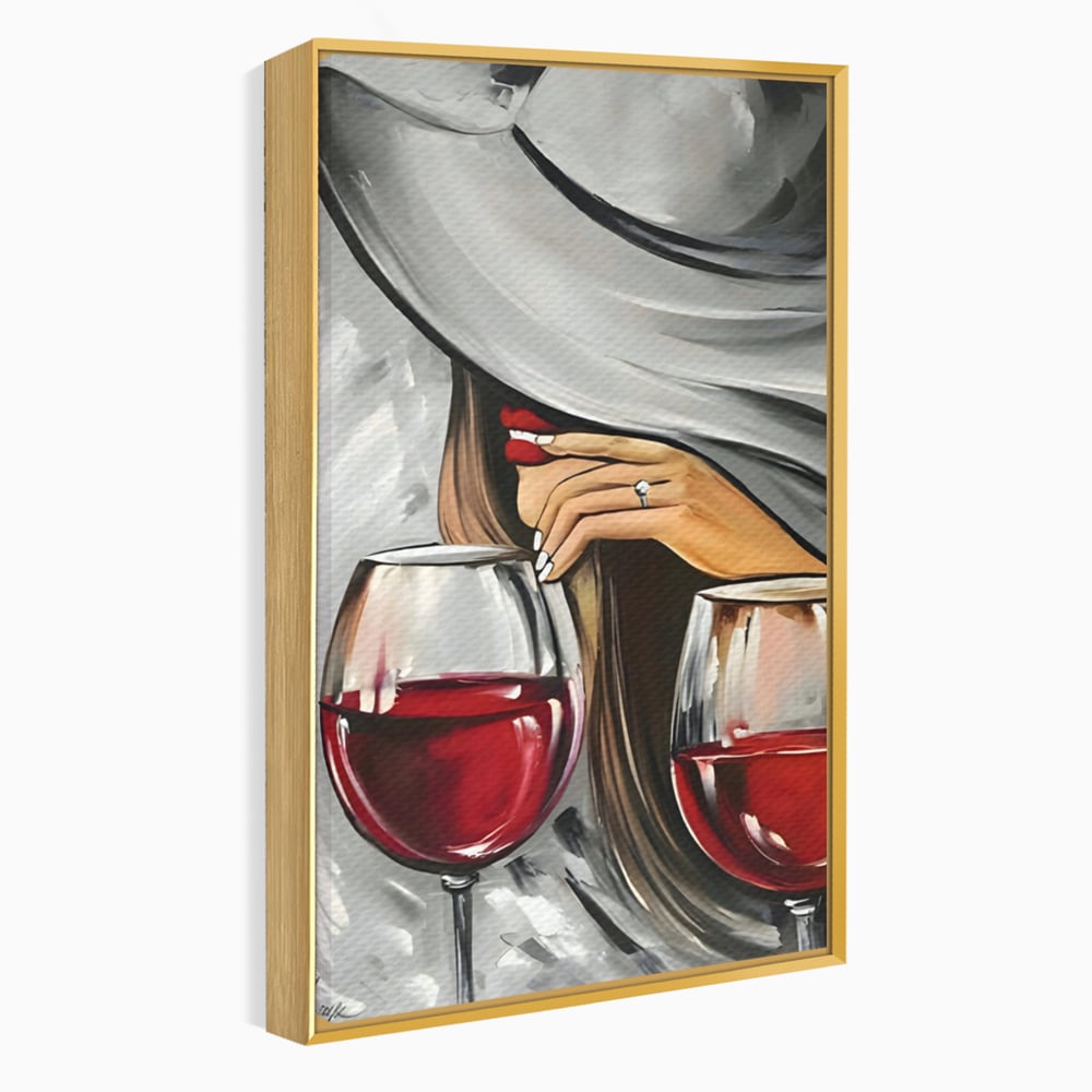 Tablou Canvas Premium LuxCanva® A1298, Red Wine, Living, Femeie, Vin Rosu, Buze Rosii, Mana, Dormitor, Culori Vibrante
