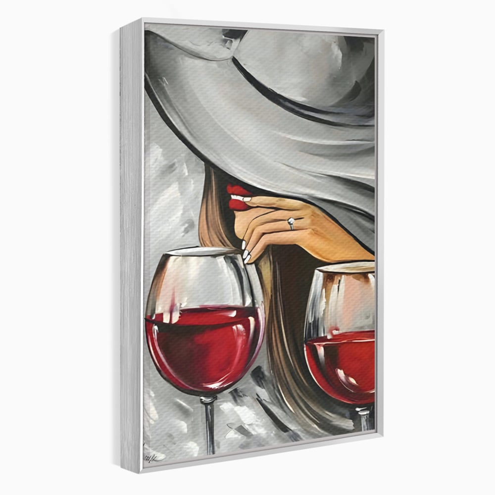 Tablou Canvas Premium LuxCanva® A1298, Red Wine, Living, Femeie, Vin Rosu, Buze Rosii, Mana, Dormitor, Culori Vibrante