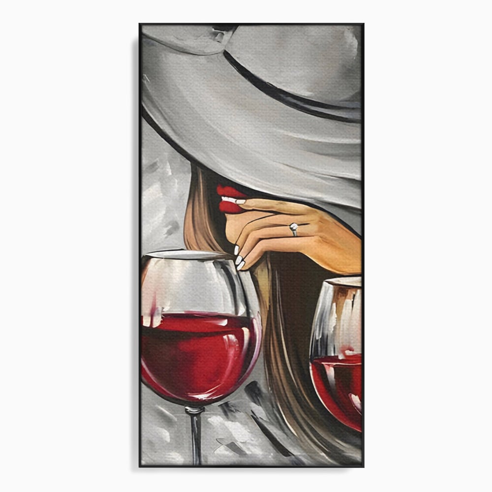 Tablou Canvas Premium LuxCanva® A1298, Red Wine, Living, Femeie, Vin Rosu, Buze Rosii, Mana, Dormitor, Culori Vibrante