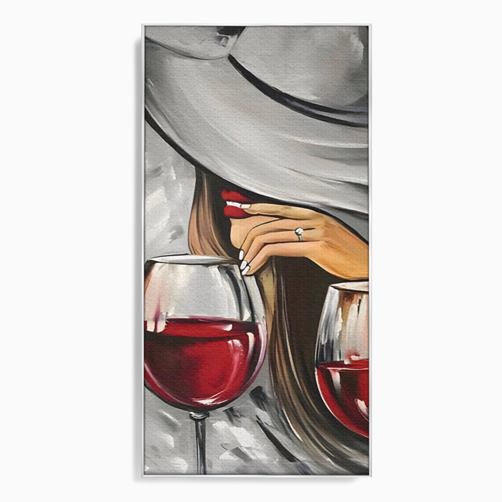 Tablou Canvas Premium LuxCanva® A1298, Red Wine, Living, Femeie, Vin Rosu, Buze Rosii, Mana, Dormitor, Culori Vibrante