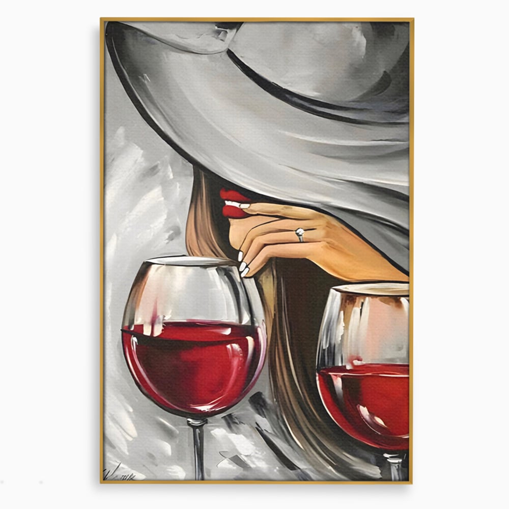 Tablou Canvas Premium LuxCanva® A1298, Red Wine, Living, Femeie, Vin Rosu, Buze Rosii, Mana, Dormitor, Culori Vibrante