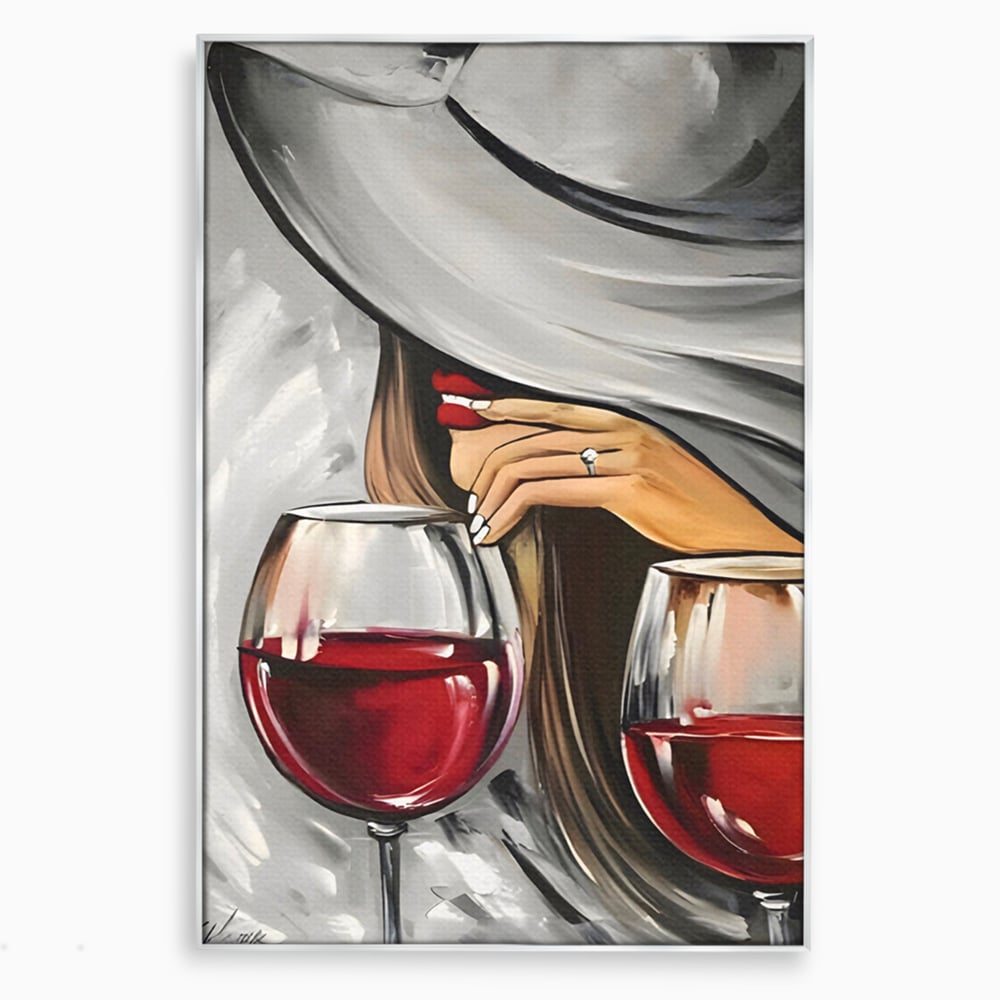 Tablou Canvas Premium LuxCanva® A1298, Red Wine, Living, Femeie, Vin Rosu, Buze Rosii, Mana, Dormitor, Culori Vibrante