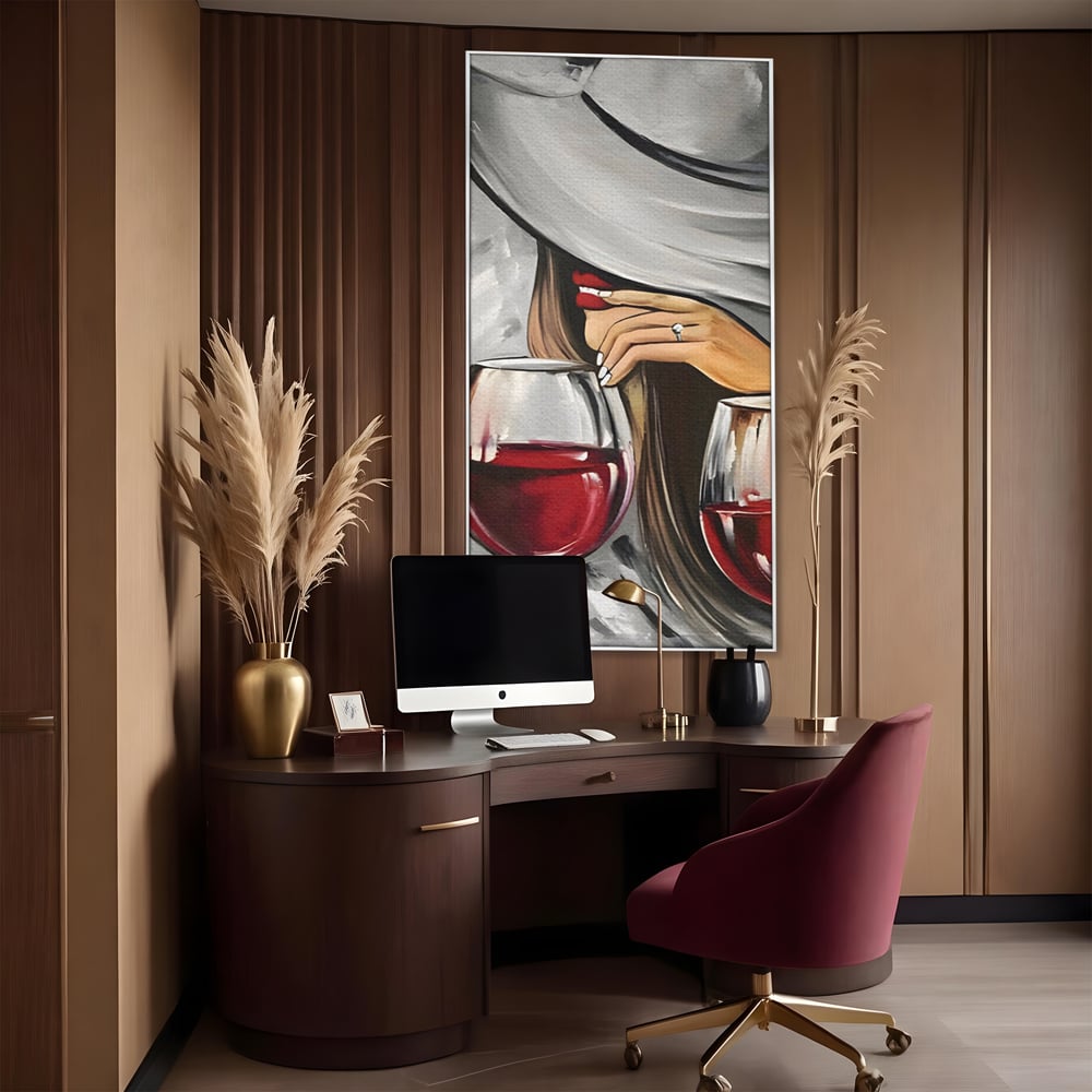 Tablou Canvas Premium LuxCanva® A1298, Red Wine, Living, Femeie, Vin Rosu, Buze Rosii, Mana, Dormitor, Culori Vibrante