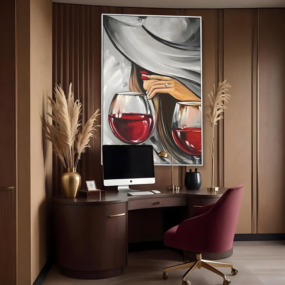 Tablou Canvas Premium LuxCanva® A1298, Red Wine, Living, Femeie, Vin Rosu, Buze Rosii, Mana, Dormitor, Culori Vibrante