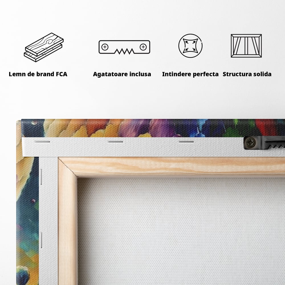 Tablou Canvas Premium LuxCanva® A1300, Balonul Colorat, Living, Oameni, Balon Cu Aer Cald, Plimbare, Dormitor, Culori Vibrante