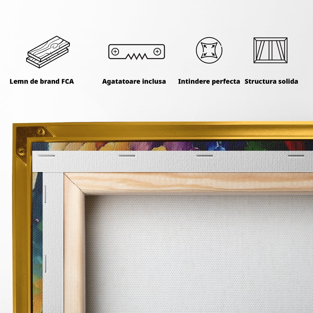 Tablou Canvas Premium LuxCanva® A1300, Balonul Colorat, Living, Oameni, Balon Cu Aer Cald, Plimbare, Dormitor, Culori Vibrante