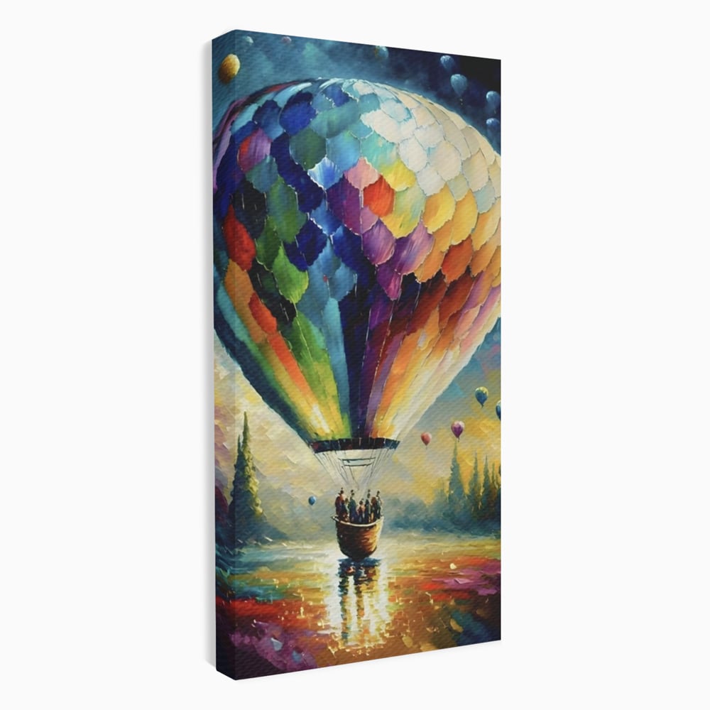 Tablou Canvas Premium LuxCanva® A1300, Balonul Colorat, Living, Oameni, Balon Cu Aer Cald, Plimbare, Dormitor, Culori Vibrante