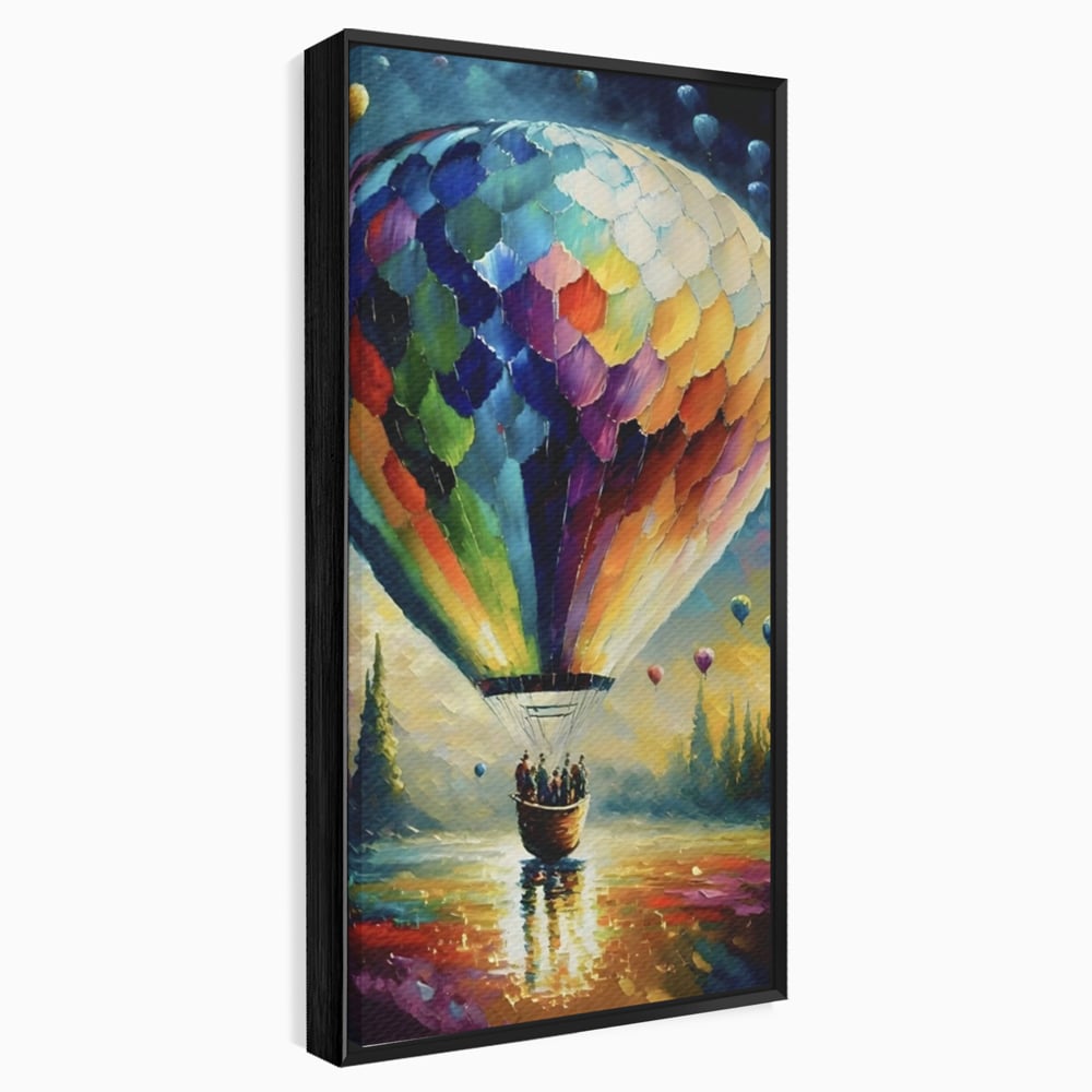 Tablou Canvas Premium LuxCanva® A1300, Balonul Colorat, Living, Oameni, Balon Cu Aer Cald, Plimbare, Dormitor, Culori Vibrante
