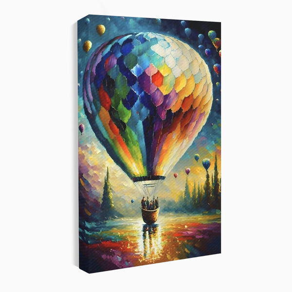 Tablou Canvas Premium LuxCanva® A1300, Balonul Colorat, Living, Oameni, Balon Cu Aer Cald, Plimbare, Dormitor, Culori Vibrante