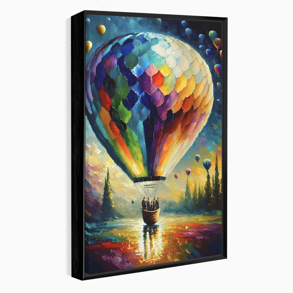 Tablou Canvas Premium LuxCanva® A1300, Balonul Colorat, Living, Oameni, Balon Cu Aer Cald, Plimbare, Dormitor, Culori Vibrante