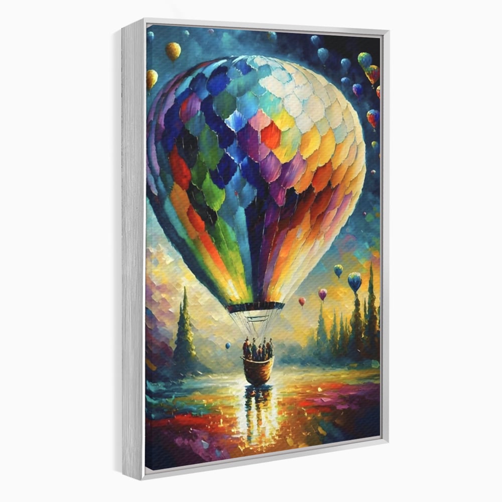 Tablou Canvas Premium LuxCanva® A1300, Balonul Colorat, Living, Oameni, Balon Cu Aer Cald, Plimbare, Dormitor, Culori Vibrante