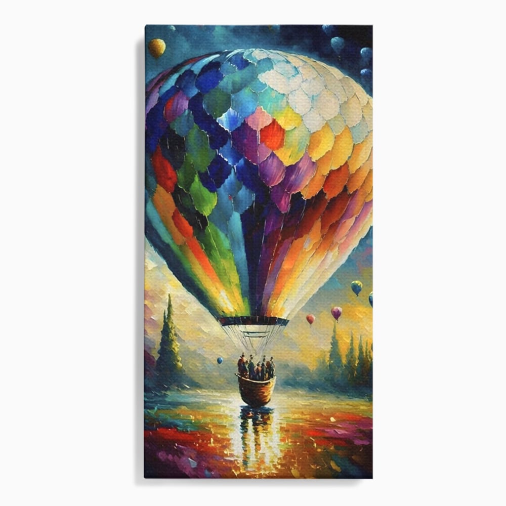 Tablou Canvas Premium LuxCanva® A1300, Balonul Colorat, Living, Oameni, Balon Cu Aer Cald, Plimbare, Dormitor, Culori Vibrante